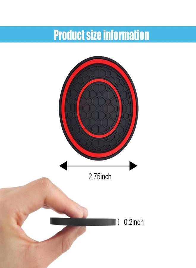 smilfuy 2PCS Car Cup Holder Coasters, 2.75 Inch Auto Non-Slip Anti Dust Cup Mats, Console Cup Holder Insert Coaster Auto Insulated Mats, Universal Interior Accessories for Most Cars (Red) - Image 2