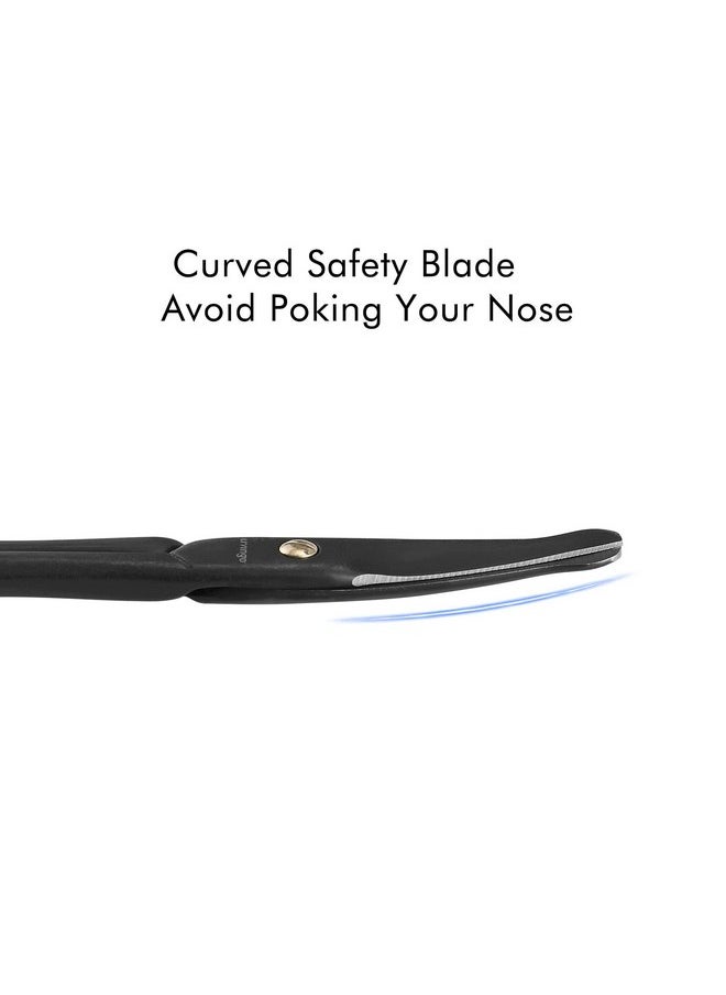 LIVINGO LIVINGO 3.75" Premium Nose Hair Scissors, Curved Safety Blades with Rounded Tip for Trimming Small Details Facial Hair, Ear Hair, Eyebrow (Black)  - Image 4