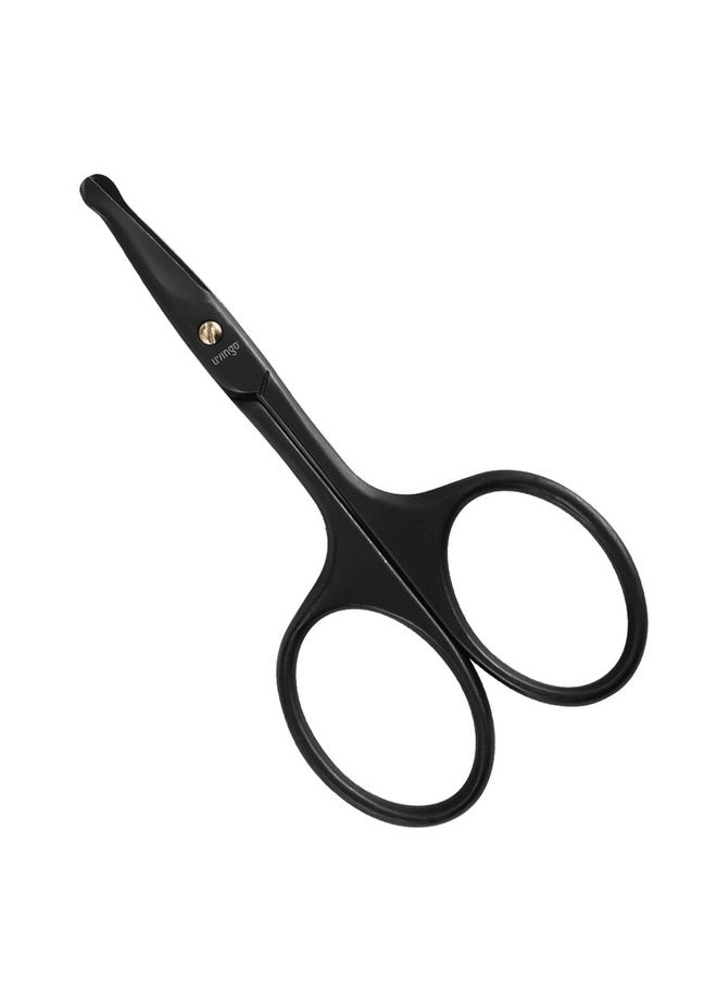 LIVINGO LIVINGO 3.75" Premium Nose Hair Scissors, Curved Safety Blades with Rounded Tip for Trimming Small Details Facial Hair, Ear Hair, Eyebrow (Black)  - Image 1