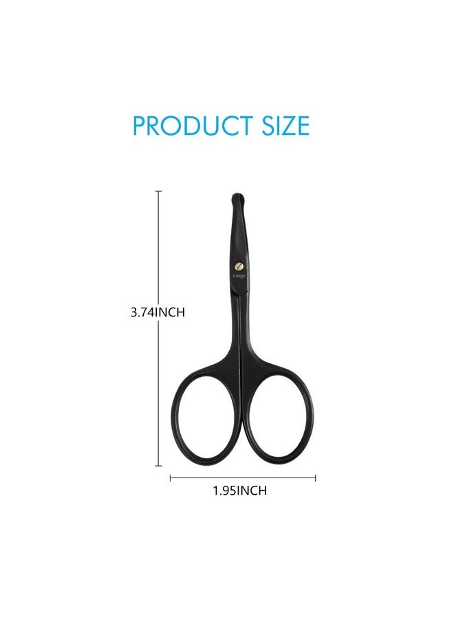 LIVINGO LIVINGO 3.75" Premium Nose Hair Scissors, Curved Safety Blades with Rounded Tip for Trimming Small Details Facial Hair, Ear Hair, Eyebrow (Black)  - Image 2