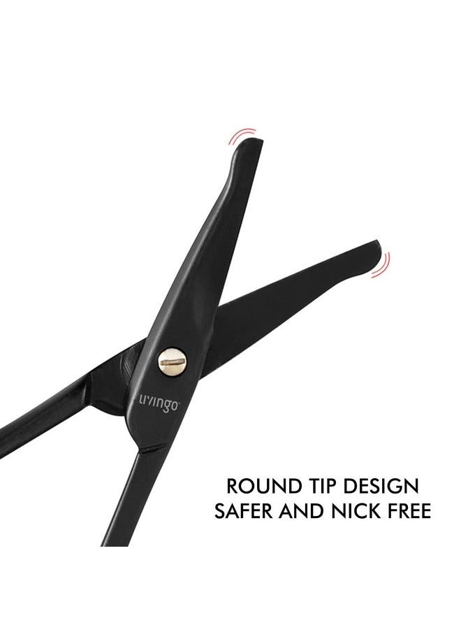 LIVINGO LIVINGO 3.75" Premium Nose Hair Scissors, Curved Safety Blades with Rounded Tip for Trimming Small Details Facial Hair, Ear Hair, Eyebrow (Black)  - Image 3