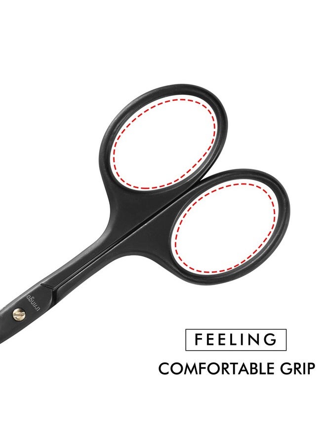 LIVINGO LIVINGO 3.75" Premium Nose Hair Scissors, Curved Safety Blades with Rounded Tip for Trimming Small Details Facial Hair, Ear Hair, Eyebrow (Black)  - Image 5