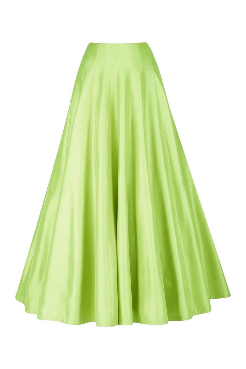 JANAK Silk Fabric Long ghera Kali Pattern Skirt (Pista Green) - Image 3