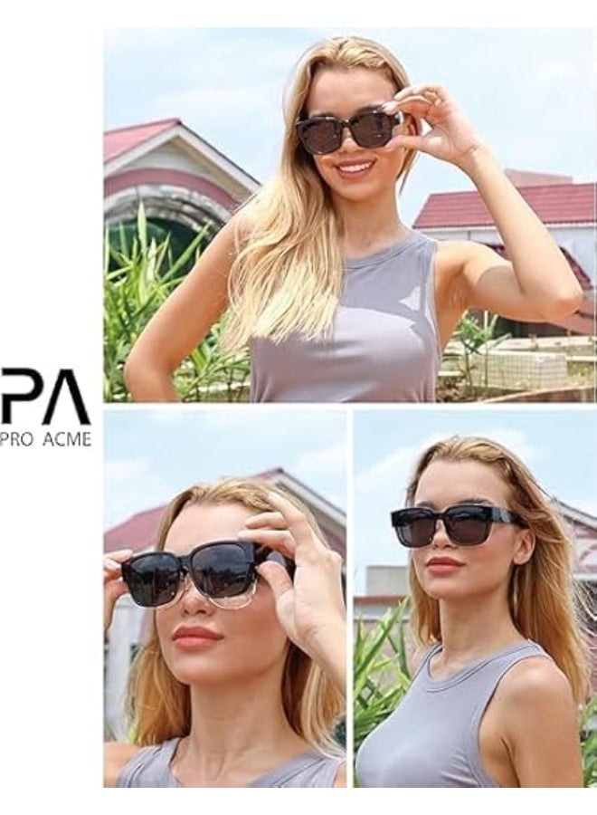 نظارات شمسية ملابسة مقطوعة، نظارات شمسية كبيرة مربعة للرجال والنساء، نظارات شمسية مغطية بحماية من الأشعة فوق البنفسجية للقيادة، تُرتدي فوق النظارات. - Image 5