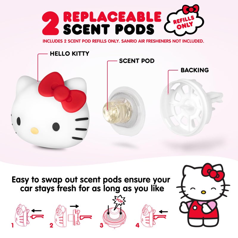 Carbella Sanrio Hello Kitty Car Air Freshener Scented Oil Pod Refills  Hello Kitty And Friends Cute Car Accessories For Women  Tropical Fruit  2Ct - Image 3