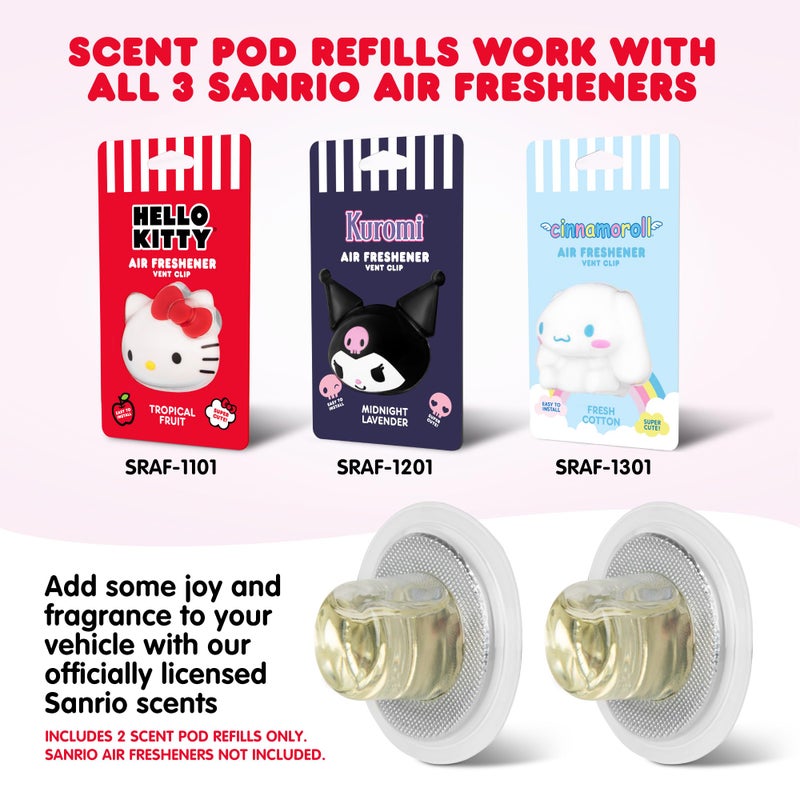 Carbella Sanrio Hello Kitty Car Air Freshener Scented Oil Pod Refills  Hello Kitty And Friends Cute Car Accessories For Women  Tropical Fruit  2Ct - Image 2