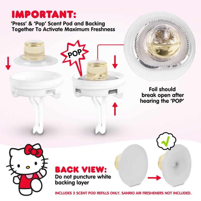 Carbella Sanrio Hello Kitty Car Air Freshener Scented Oil Pod Refills  Hello Kitty And Friends Cute Car Accessories For Women  Tropical Fruit  2Ct - Image 5
