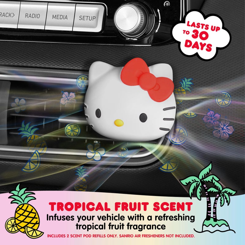 Carbella Sanrio Hello Kitty Car Air Freshener Scented Oil Pod Refills  Hello Kitty And Friends Cute Car Accessories For Women  Tropical Fruit  2Ct - Image 4