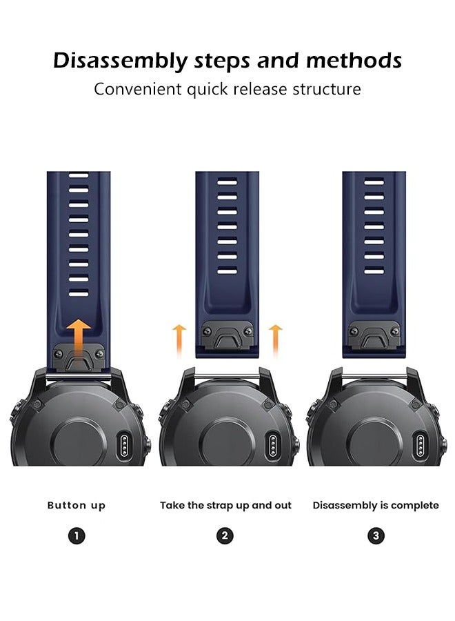 سوار ساعة سيليكون 22 مم متوافق مع Garmin Fenix ​​7 | Fenix ​​6 | Fenix ​​5 | 6 Pro | 5 Plus | Approach S60 | Forerunner 945 Smartwatch Strap، حزام ساعة 22 مم (أزرق داكن) - Image 4
