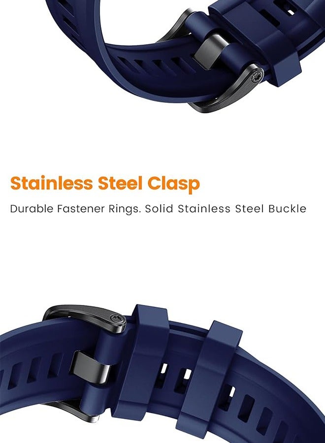 سوار ساعة سيليكون 22 مم متوافق مع Garmin Fenix ​​7 | Fenix ​​6 | Fenix ​​5 | 6 Pro | 5 Plus | Approach S60 | Forerunner 945 Smartwatch Strap، حزام ساعة 22 مم (أزرق داكن) - Image 3