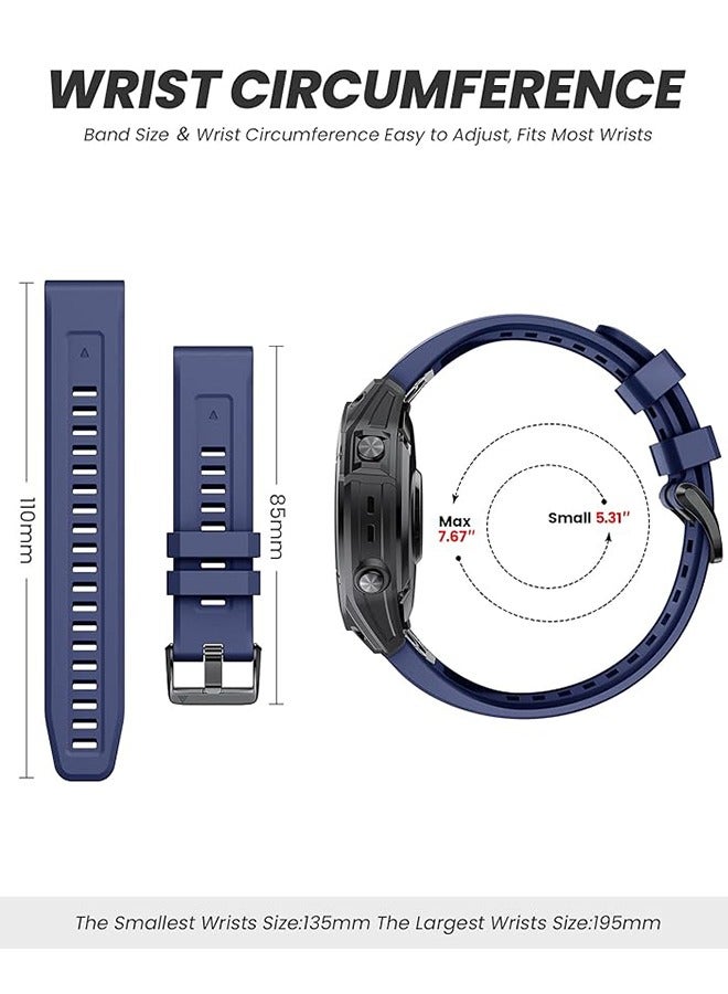 سوار ساعة سيليكون 22 مم متوافق مع Garmin Fenix ​​7 | Fenix ​​6 | Fenix ​​5 | 6 Pro | 5 Plus | Approach S60 | Forerunner 945 Smartwatch Strap، حزام ساعة 22 مم (أزرق داكن) - Image 5