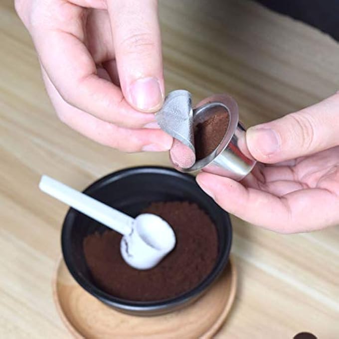 iSuperb 6 Pieces Stainless Steel Reusable Coffee Capsules  6 Disposable Aluminium Foil Lid Pens Refillable Cup Coffee Filters Compatible With Original Machines Part Of The Series Durable - Image 4