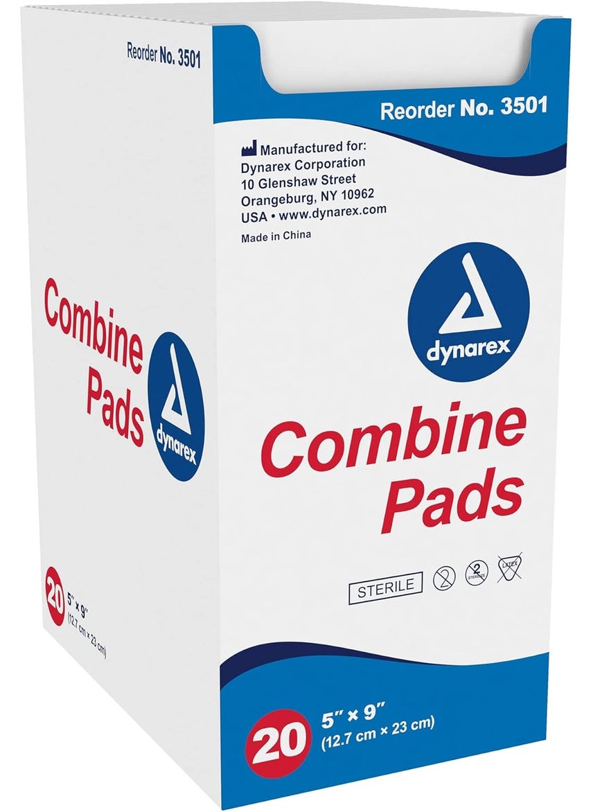 Dynarex Dynarex Combine Pads, Sterile, 5 x 9 Inch, 20 Count 