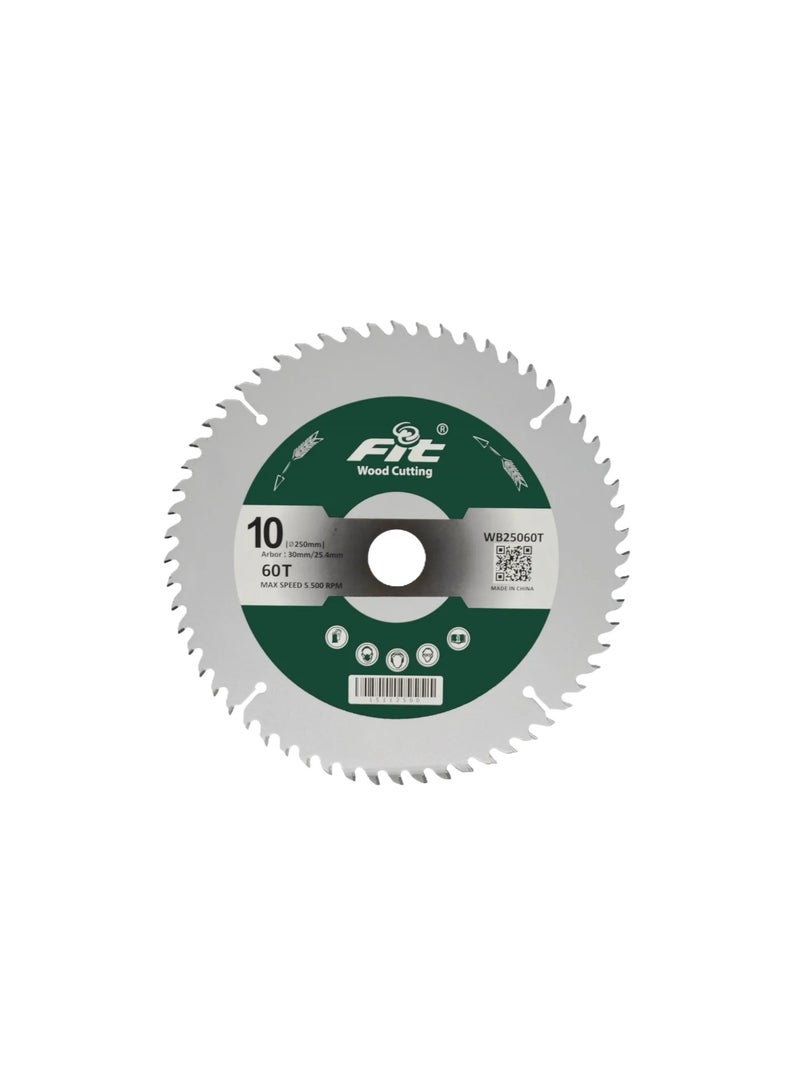 فيت FIT 10-Inch Wood Cutting Saw Blade - 60 Teeth - 3.2mm Thickness
