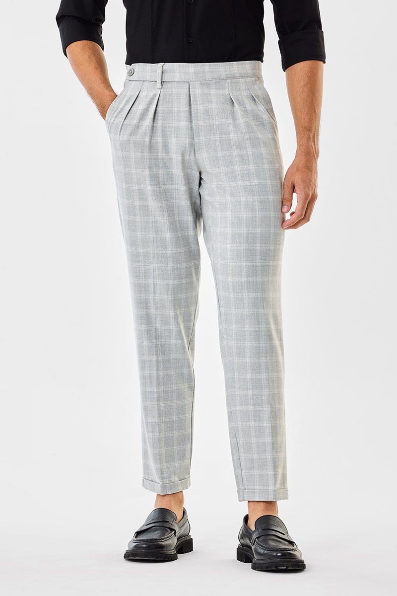 سنيتش بنطلون كاروهات بقصة ضيقة ومرونة - Image 3