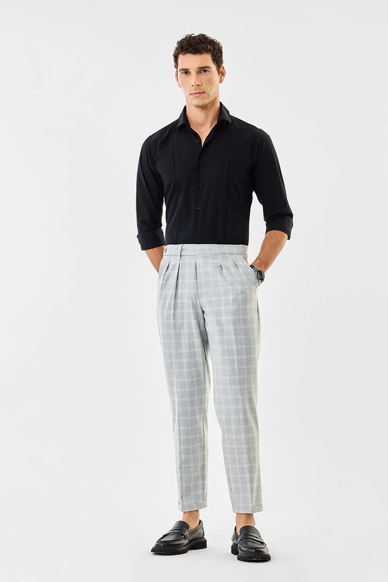 SNITCH Checks Slim Fit Stretch Trousers