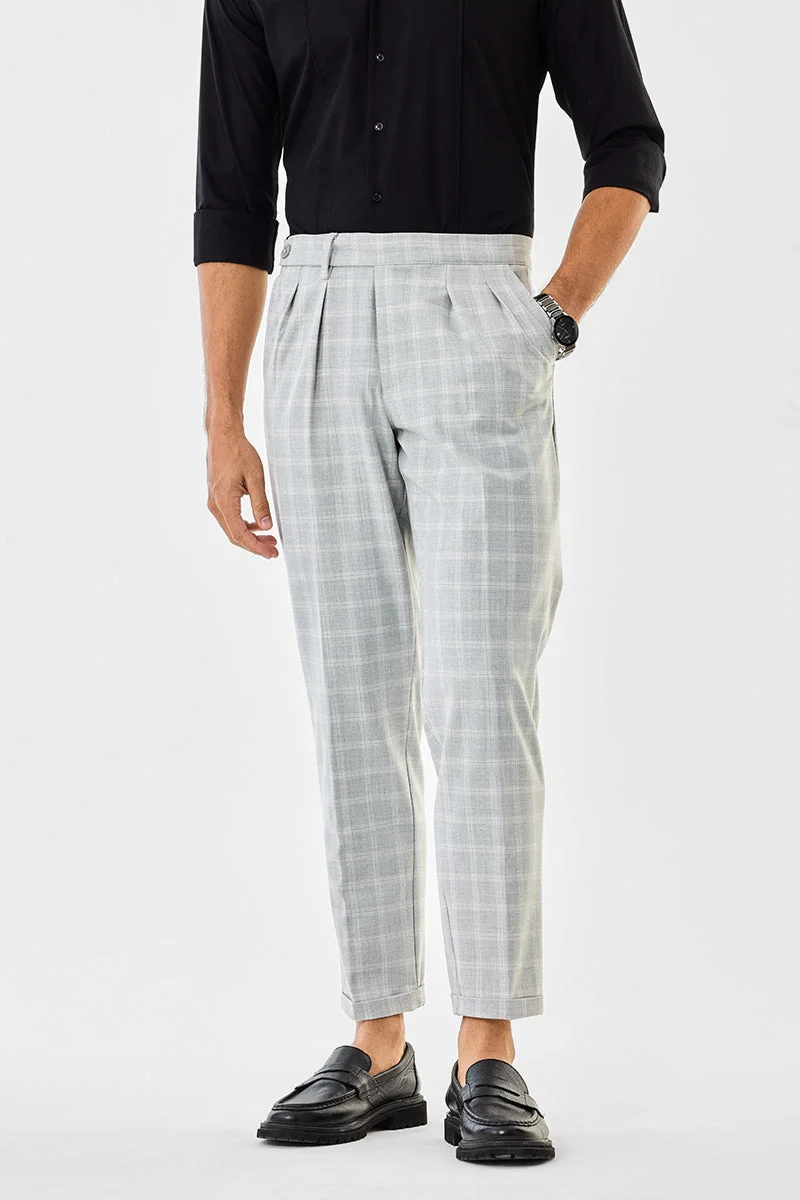 SNITCH Checks Slim Fit Stretch Trousers