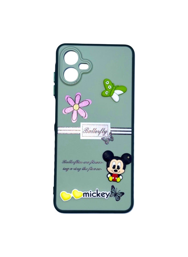 Cartoon Characters Phone Case with Camera Protection for Samsung A07, Green - Image 1