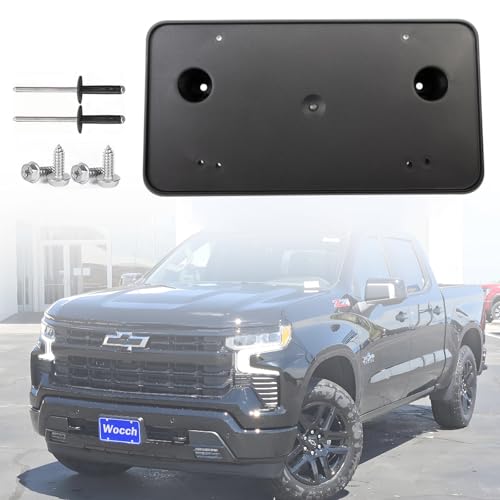 Wocch Front License Plate Frame for 2022 2023 2024 2025 2026 Chevy Silverado 1500 Front Bumper License Plate Holder Mounting Bracket Cover Replace# 86772168 Partslink# GM1068250 - Image 1