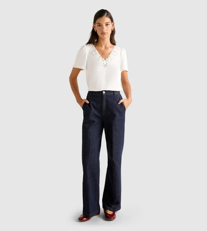 forever new LUNA Embroidered Short Sleeves Top