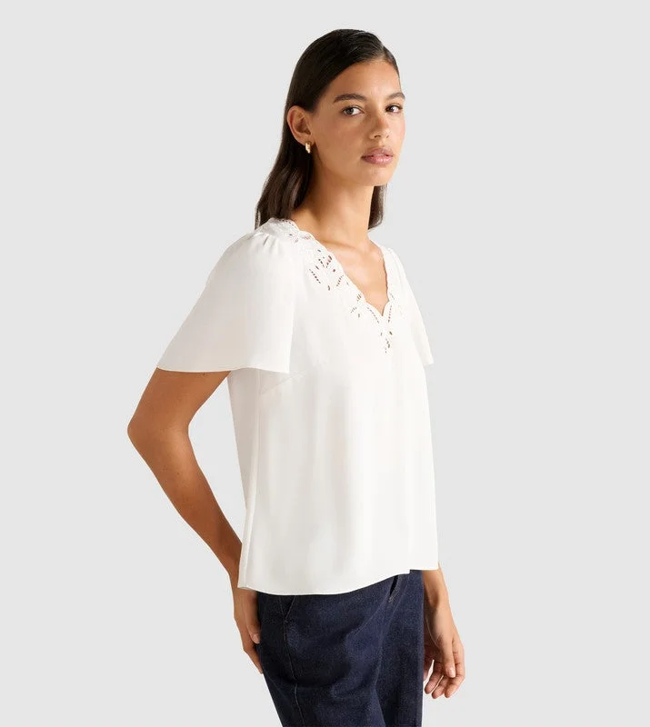 forever new  LUNA Embroidered Short Sleeves Top for Women | Best Price UAE