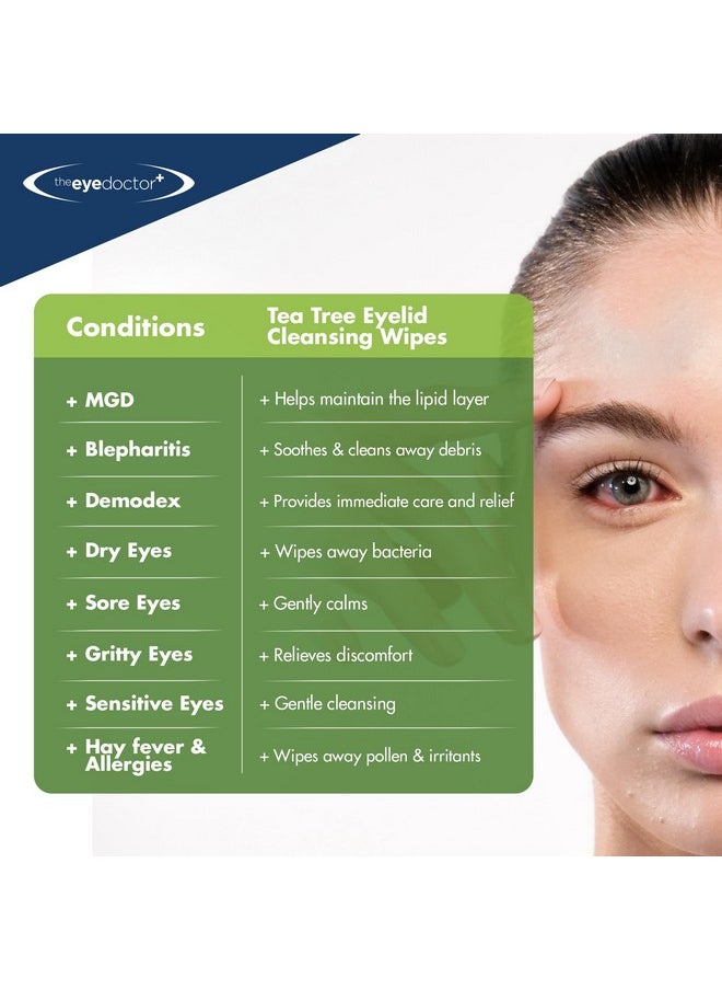 The Eye Doctor The Eye Doctor Tea Tree Eyelid Wipes - 40x Cleansing Lid Wipes Suitable for Dry Eye Blepharitis MGD & Demodex - Tea Tree, Coconut & Argan Oil  - Image 4