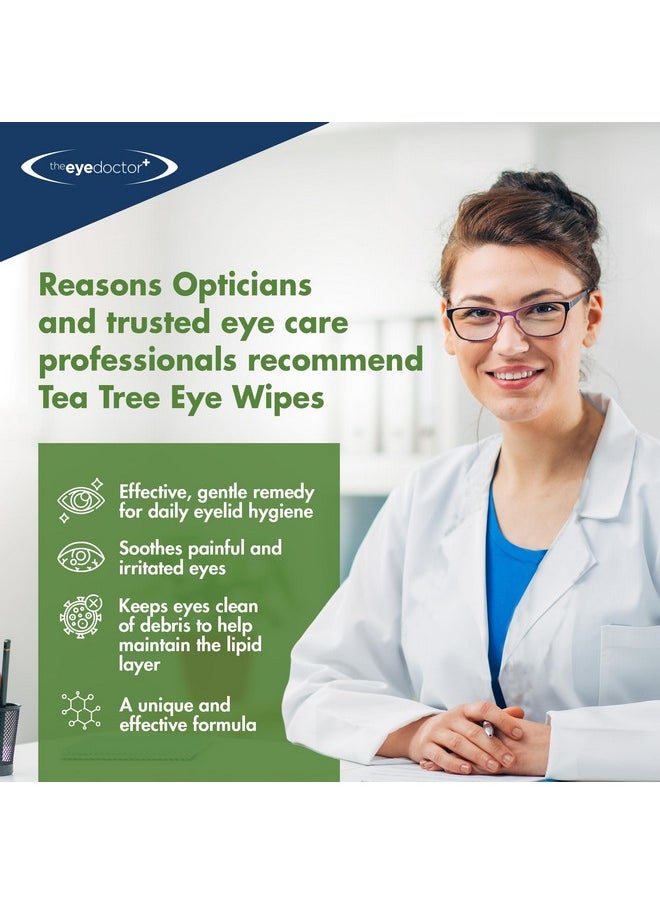 The Eye Doctor The Eye Doctor Tea Tree Eyelid Wipes - 40x Cleansing Lid Wipes Suitable for Dry Eye Blepharitis MGD & Demodex - Tea Tree, Coconut & Argan Oil  - Image 3
