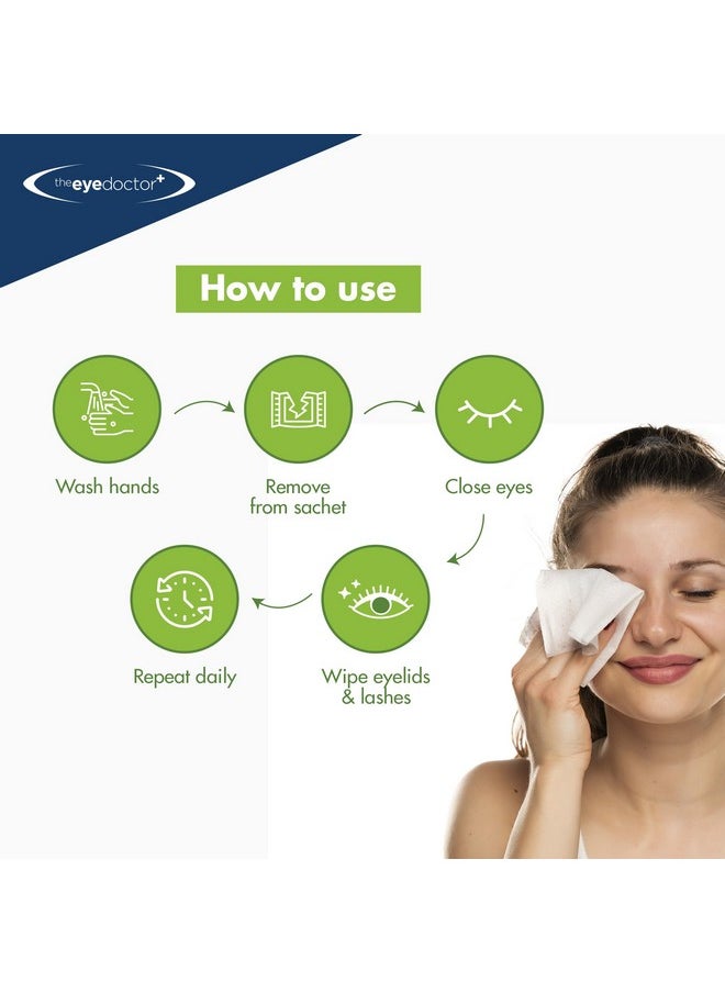 The Eye Doctor The Eye Doctor Tea Tree Eyelid Wipes - 40x Cleansing Lid Wipes Suitable for Dry Eye Blepharitis MGD & Demodex - Tea Tree, Coconut & Argan Oil  - Image 5