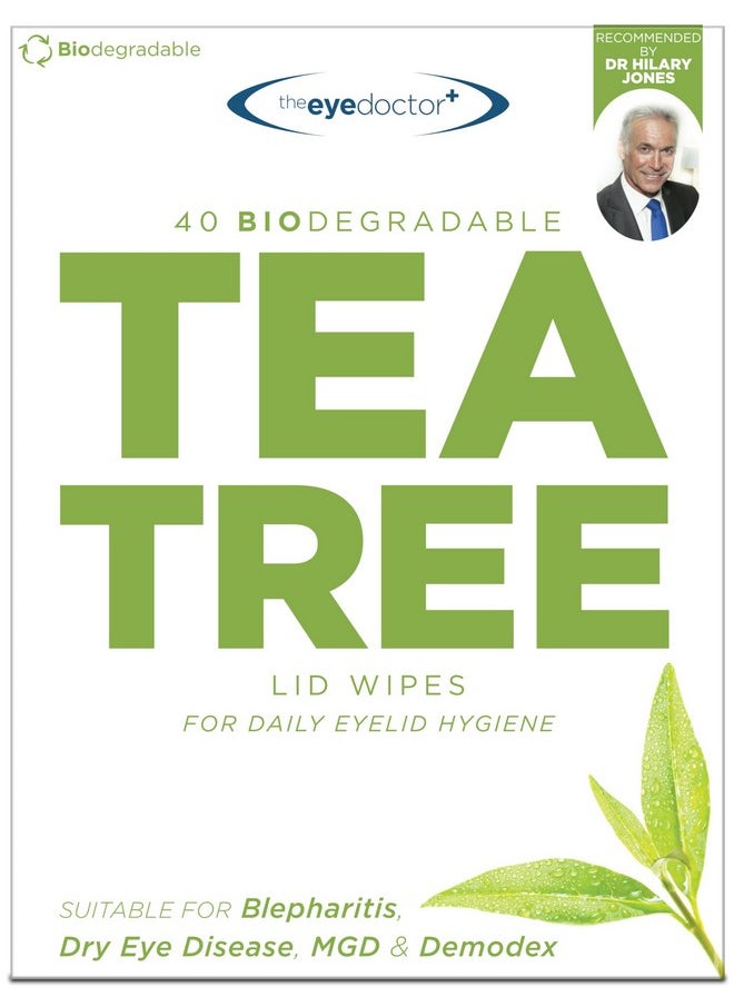 The Eye Doctor The Eye Doctor Tea Tree Eyelid Wipes - 40x Cleansing Lid Wipes Suitable for Dry Eye Blepharitis MGD & Demodex - Tea Tree, Coconut & Argan Oil  - Image 1