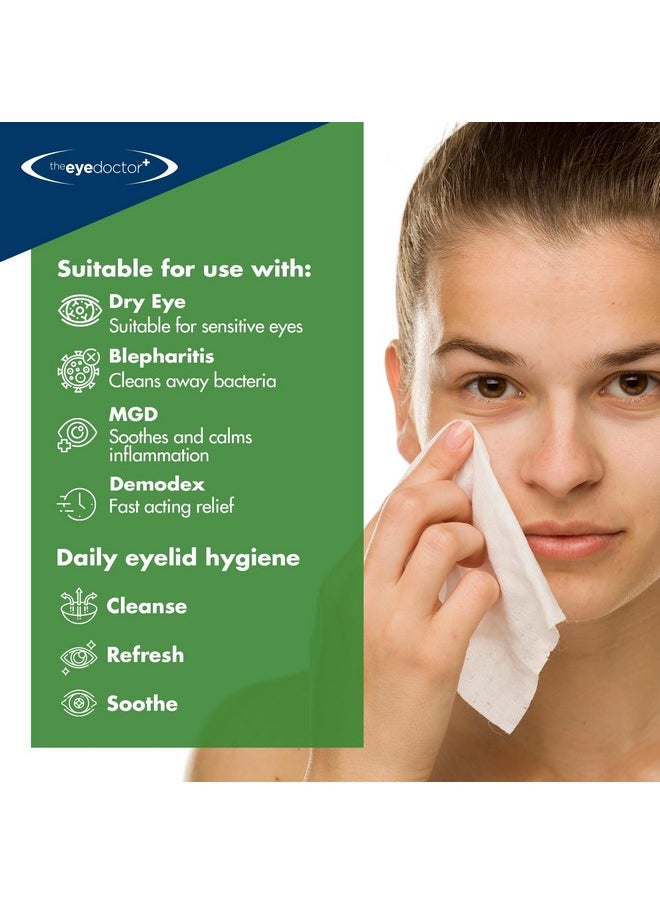 The Eye Doctor The Eye Doctor Tea Tree Eyelid Wipes - 40x Cleansing Lid Wipes Suitable for Dry Eye Blepharitis MGD & Demodex - Tea Tree, Coconut & Argan Oil  - Image 2