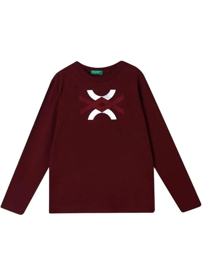 يونايتد كولورز أوف بينتيون Benetton Slogan Printed T-Shirt