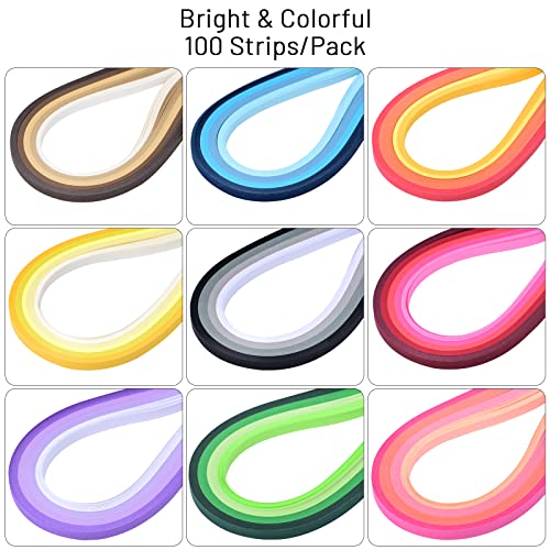 YURROAD 9 Pack 900 Strips Quilling Paper Kit, 5mm x 39cm, 36 Shades of Colors with Quilling Tool, Arts and Craft Supplies for Adults, Card Making, Paper Flower, 3D Arts and Crafts - Image 3