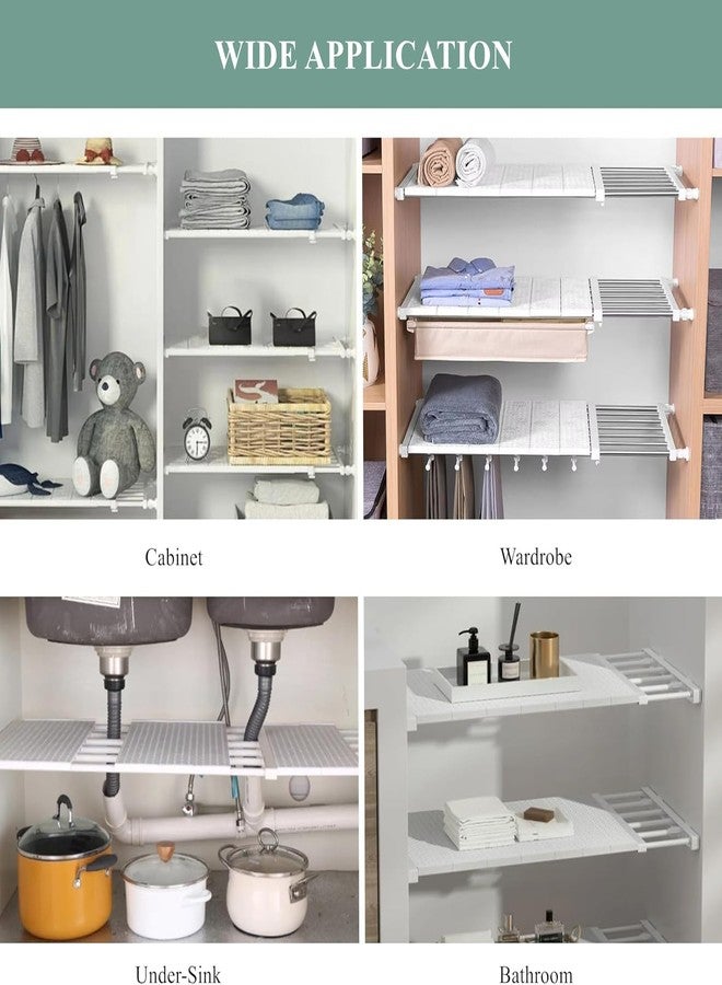 Clefairy 1PSC Expandable Closet Shelf, Adjustable Storage Rack for Wardrobe, Expandable Separator, Closet Tension for Wardrobe Cupboard Kitchen Bathroom Cabinet, No Nail, Extended to (38-60 cm) - Image 2
