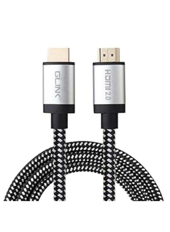 GLINK GL-201 ULTRA 4K-HIGH SPEED HDMI CABLE 2.0V with Ethernet 18Gbps, Supports DOLBY, 3D, 4K@60Hz, HDCP 2.2, Audio return, Cotton Braided, Gold Plated Metal Connector (20M/65FT)