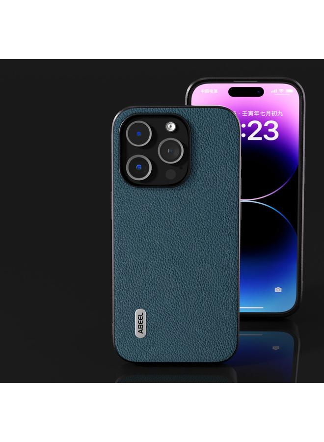 S-TOP Case For iPhone 15 ABEEL Genuine Leather + PC Litchi Texture Phone Case - Image 4