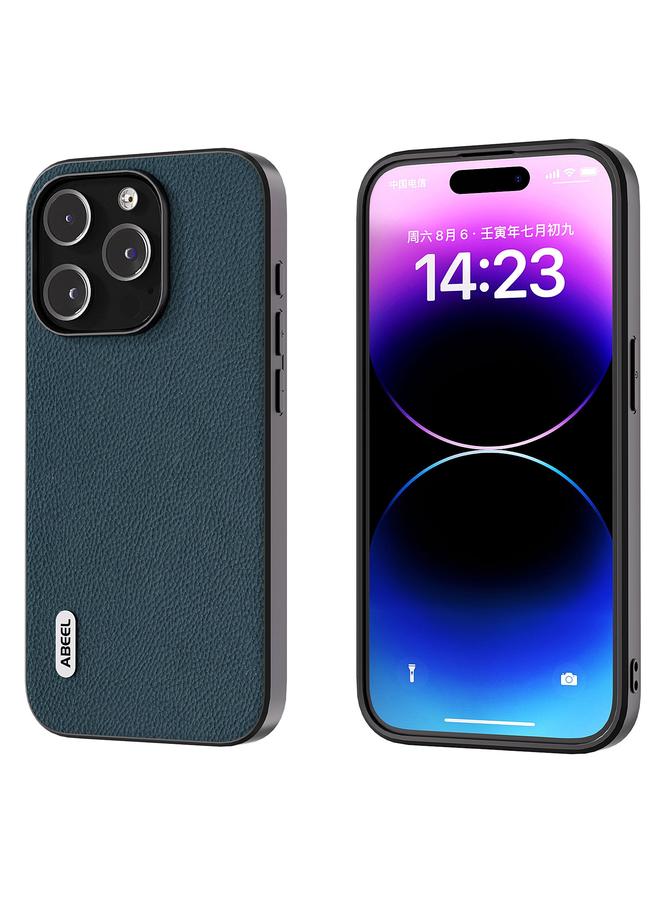 S-TOP Case For iPhone 15 ABEEL Genuine Leather + PC Litchi Texture Phone Case - Image 1