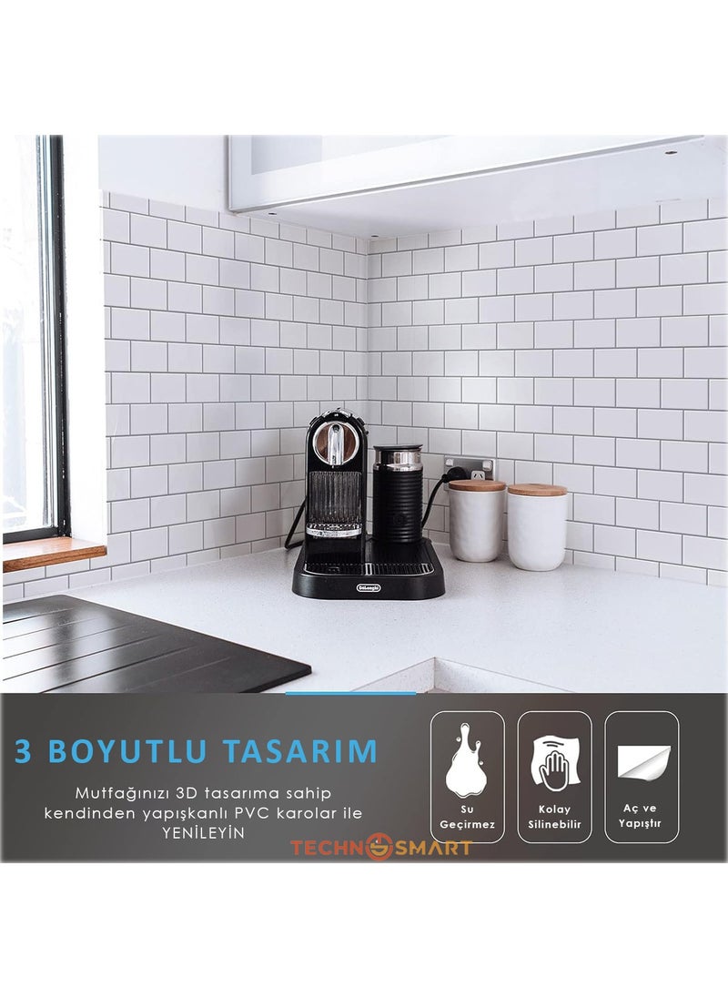 Technosmart 1Pcs 3D Self-Adhesive 30×30CM Coating Ceramic Appearance White Wall Sticker Kitchen Bathroom  - Image 2