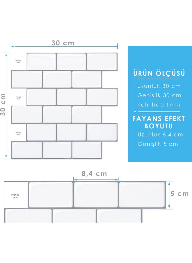 Technosmart 1Pcs 3D Self-Adhesive 30×30CM Coating Ceramic Appearance White Wall Sticker Kitchen Bathroom  - Image 5