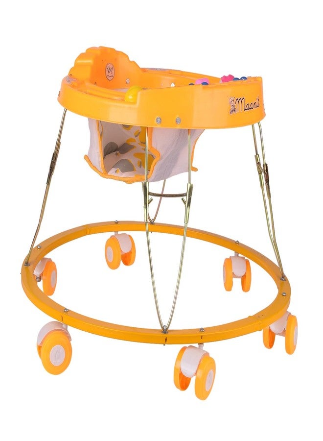 Maanit Walker with Foldable,Cushion Seat | Activity Walker for Baby with Musical Toy Bar | Walker Boys and Girls (Yellow)