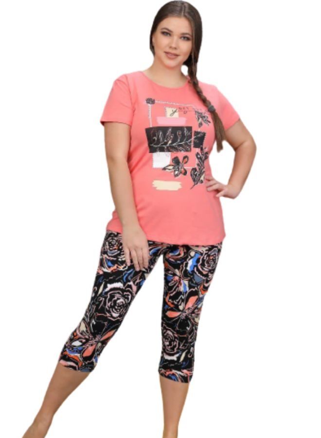 Ganna Women's pajamas with short sleeves and summer Bermuda shorts made of cotton large sizes