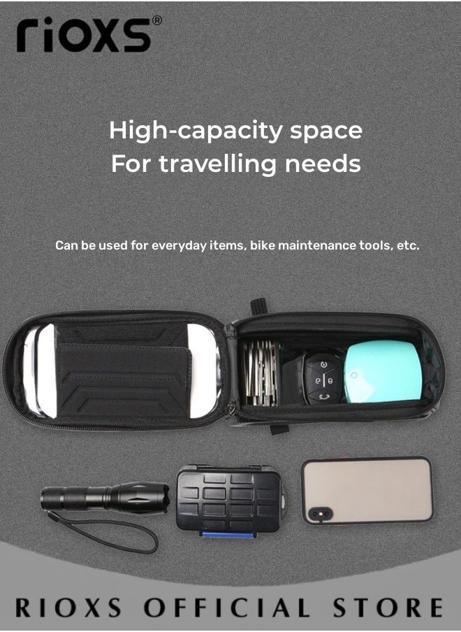 RIOXS Large Capacity Cycling Waterproof Mobile Phone Bag Cycling Accessories EVA Hard Shell Bike Phone Bag with Rain Cover  - Image 3