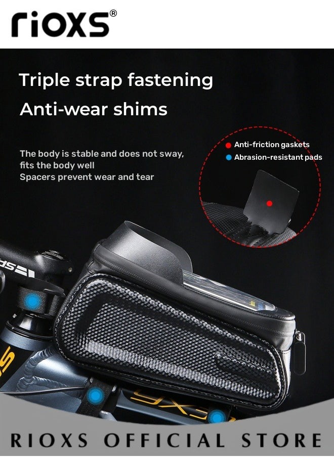 RIOXS Large Capacity Cycling Waterproof Mobile Phone Bag Cycling Accessories EVA Hard Shell Bike Phone Bag with Rain Cover  - Image 4