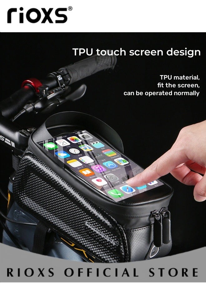 RIOXS Large Capacity Cycling Waterproof Mobile Phone Bag Cycling Accessories EVA Hard Shell Bike Phone Bag with Rain Cover  - Image 5