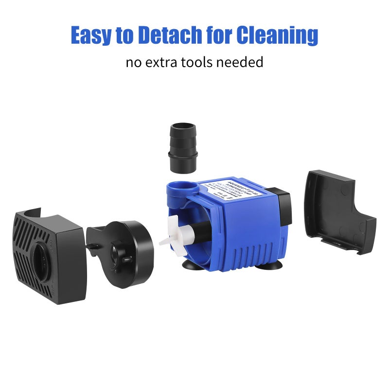 AQUANEAT مضخة نافورة صغيرة AQUANEAT، 80 جالون في الساعة مضخة مياه غاطسة صغيرة مع أنبوب بطول 3.3 قدم، لبركة الأسماك، نافورة مياه للحيوانات الأليفة، الزراعة المائية، شلال البركة - Image 5