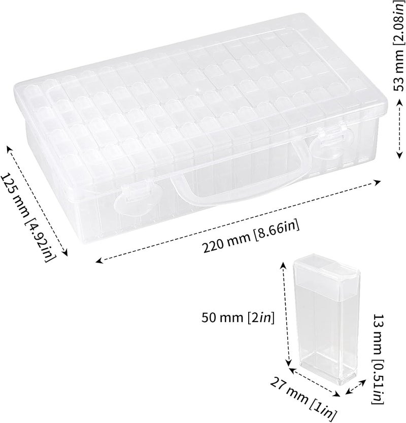 MANCHAP 2 Pack 64 Grids Diamond Painting Storage Organizer Boxes, Diamond Embroidery Organizer Box, Diamond Art Storage Organizer Boxes with Containers for Jewelry, Beads, Craft, Nail Art, Clear - Image 2