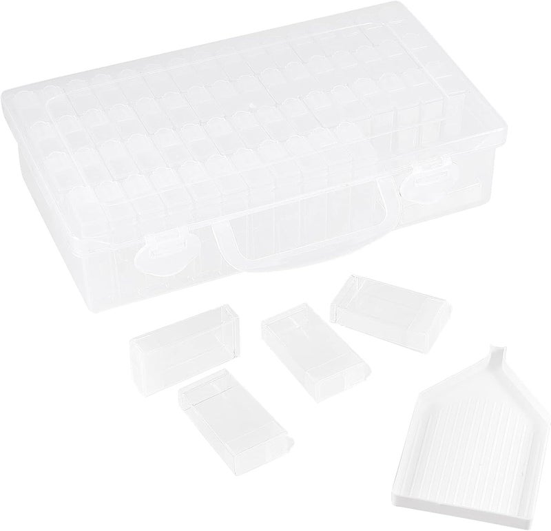 MANCHAP 2 Pack 64 Grids Diamond Painting Storage Organizer Boxes, Diamond Embroidery Organizer Box, Diamond Art Storage Organizer Boxes with Containers for Jewelry, Beads, Craft, Nail Art, Clear - Image 4