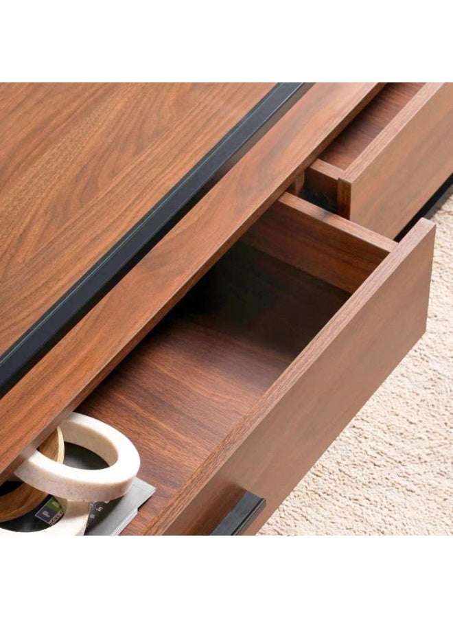 Pan Home Walnut Coffee Table with Glass Top - Image 3