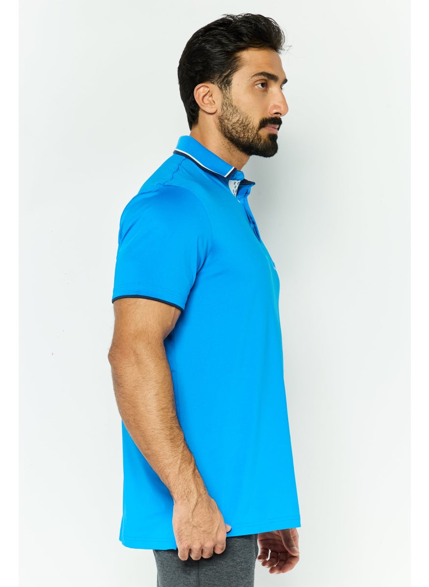 HEAD Men Sportswear Fit Short Sleeves Training Polo Shirt, Aster Blue  - Image 4