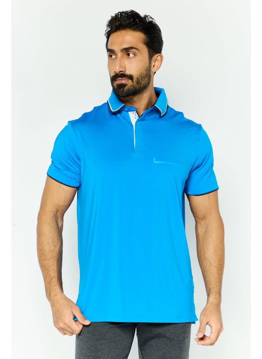 HEAD Men Sportswear Fit Short Sleeves Training Polo Shirt, Aster Blue  - Image 1