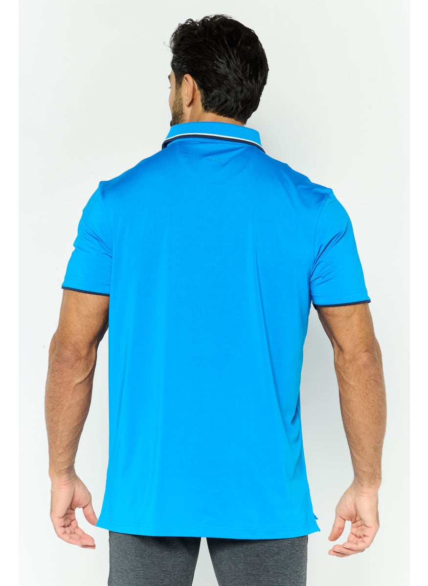 HEAD Men Sportswear Fit Short Sleeves Training Polo Shirt, Aster Blue  - Image 3